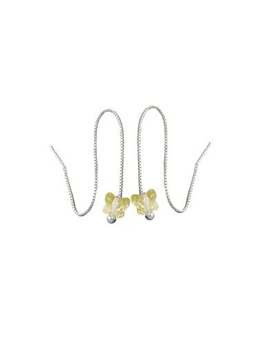 Örhängen Threads 115x8mm Butterfly Glass Stone Yellow Transparent Silver 925