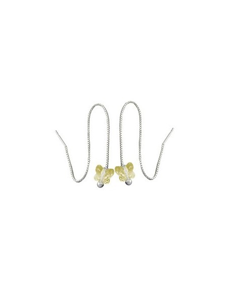 Örhängen Threads 115x8mm Butterfly Glass Stone Yellow Transparent Silver 925