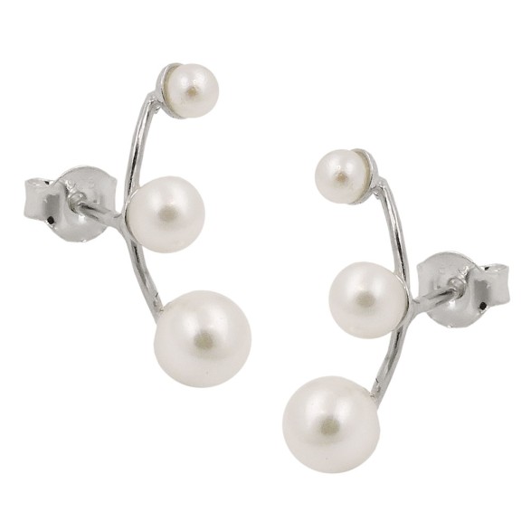 Örhängen With 3 White Beads Silver 925