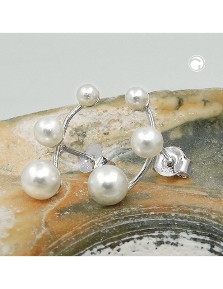 Örhängen With 3 White Beads Silver 925