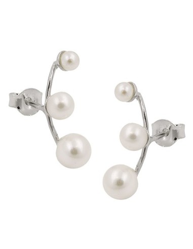 Örhängen With 3 White Beads Silver 925