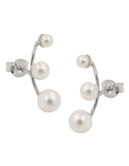Örhängen With 3 White Beads Silver 925