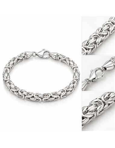 Kedjearmband i 925 silver med fyrkantig bysantinsk länk – 21 cm