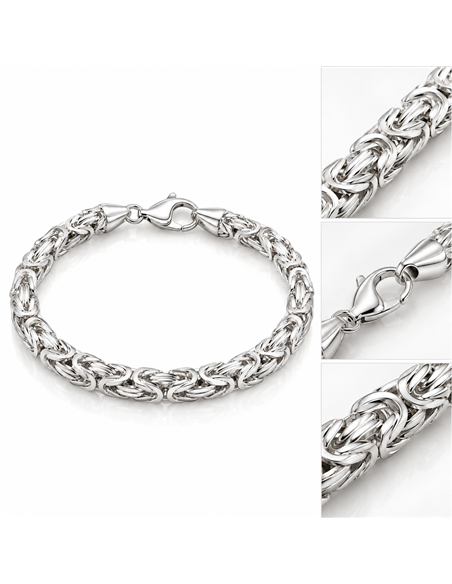 Kedjearmband i 925 silver med fyrkantig bysantinsk länk – 21 cm