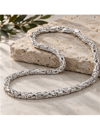 Kedjearmband i 925 silver med fyrkantig bysantinsk länk – 21 cm