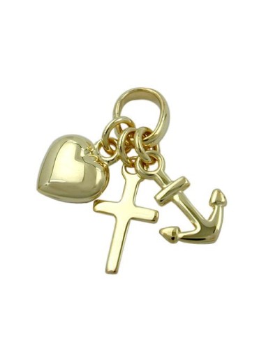 pendant 15mm faith-love-hope shiny 9k gold