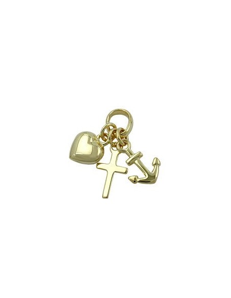 pendant 15mm faith-love-hope shiny 9k gold
