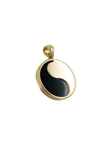 pendant yin yang 16mm with onyx 9k gold