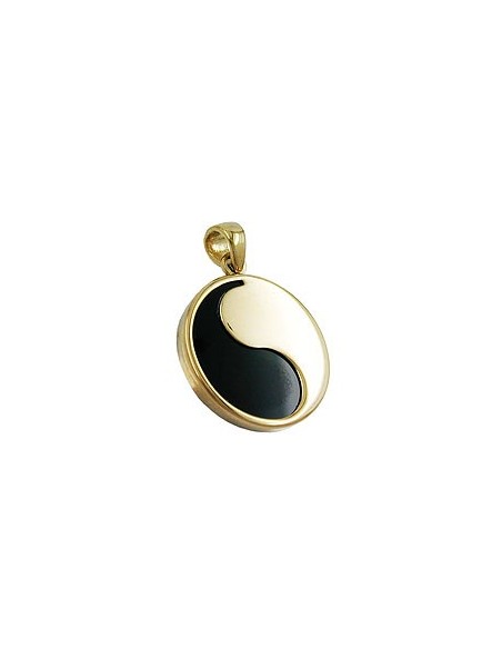 pendant yin yang 16mm with onyx 9k gold