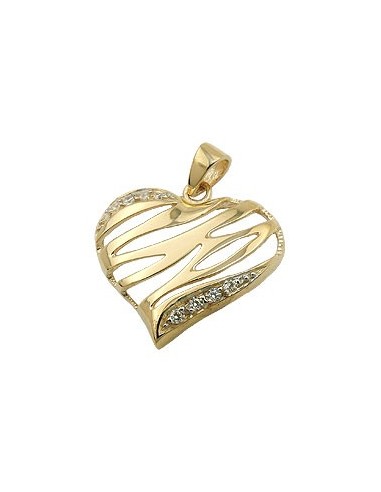 pendant 17x20mm heart shiny with 9 zirconias 9kt gold