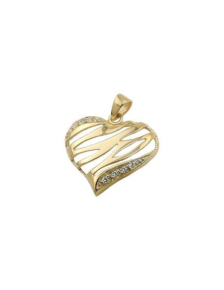 pendant 17x20mm heart shiny with 9 zirconias 9kt gold