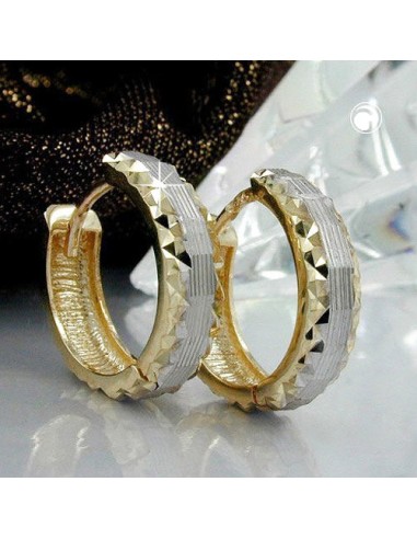 hoop earrings 14x4mm hinged hoop bicolor diamond 9k gold