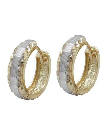 hoop earrings 14x4mm hinged hoop bicolor diamond 9k gold