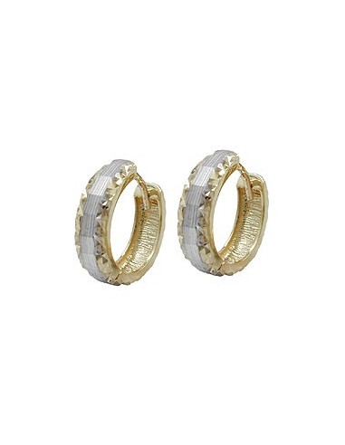 hoop earrings 14x4mm hinged hoop bicolor diamond 9k gold