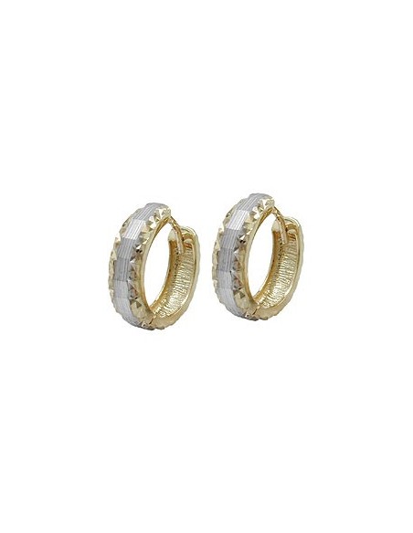 hoop earrings 14x4mm hinged hoop bicolor diamond 9k gold