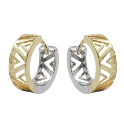 hoop earrings 13x5mm hinged hoops creole bicolor yellow gold and white gold 9k gold