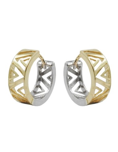 hoop earrings 13x5mm hinged hoops creole bicolor yellow gold and white gold 9k gold