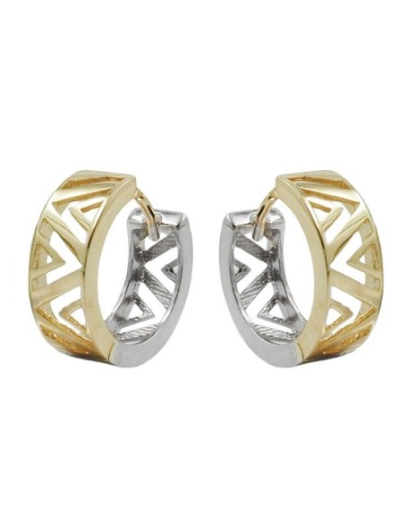 hoop earrings 13x5mm hinged hoops creole bicolor yellow gold and white gold 9k gold