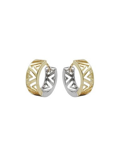 hoop earrings 13x5mm hinged hoops creole bicolor yellow gold and white gold 9k gold