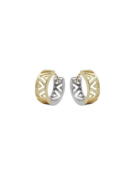 hoop earrings 13x5mm hinged hoops creole bicolor yellow gold and white gold 9k gold