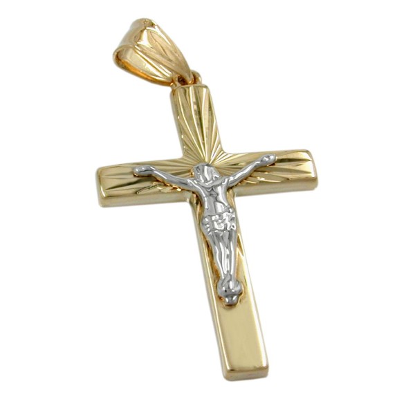 pendant crucifix two tone 9k gold