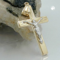 pendant crucifix two tone 9k gold