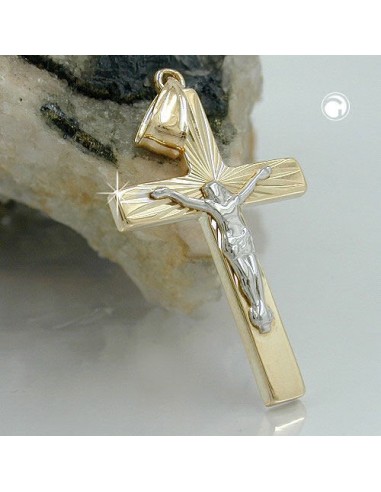 pendant crucifix two tone 9k gold