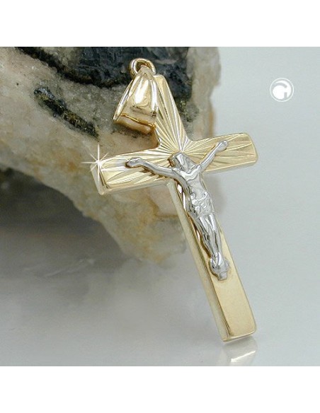 pendant crucifix two tone 9k gold