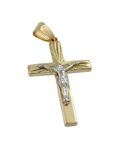 pendant crucifix two tone 9k gold