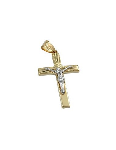 pendant crucifix two tone 9k gold