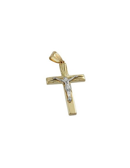 pendant crucifix two tone 9k gold