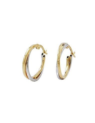 hoop earrings 19x2mm bicolor yellow gold and white gold 9k gold