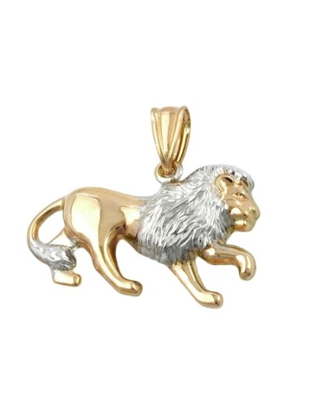 pendant 23x15mm leo bicolor rhodium plated 9k gold