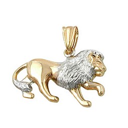 pendant 23x15mm leo bicolor rhodium plated 9k gold