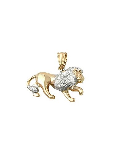 pendant 23x15mm leo bicolor rhodium plated 9k gold