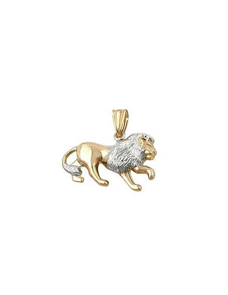 pendant 23x15mm leo bicolor rhodium plated 9k gold