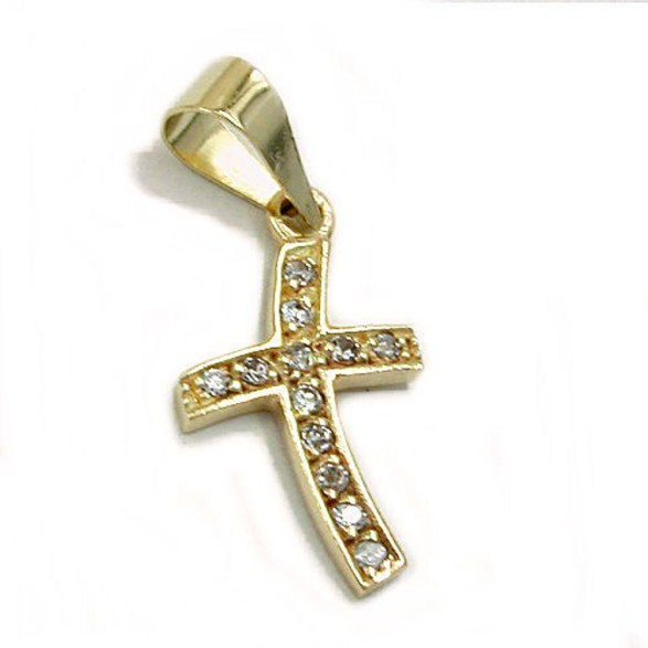 pendant cross zirconias 14k gold