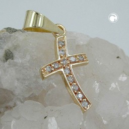 pendant cross zirconias 14k gold