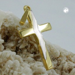 pendant cross bicolor 23mm 9k gold