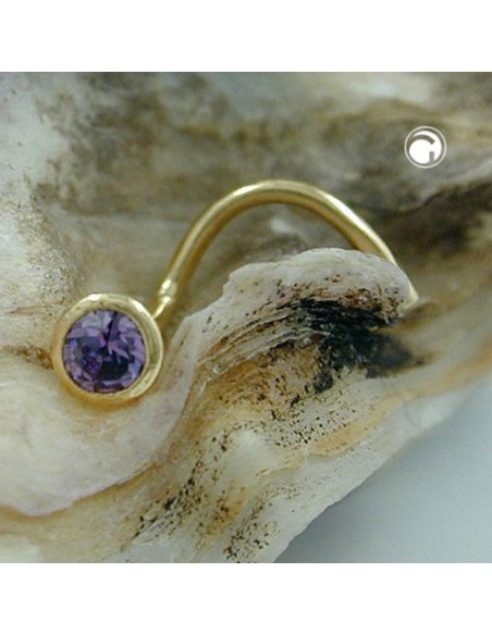 nose screw piercing cubic zirconia purple 18k gold