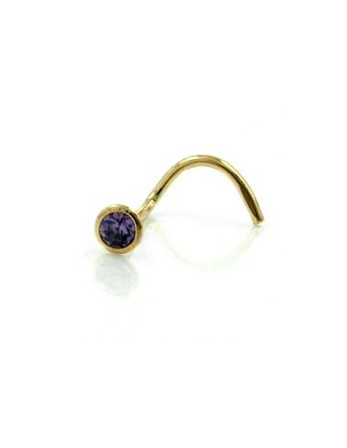 nose screw piercing cubic zirconia purple 18k gold