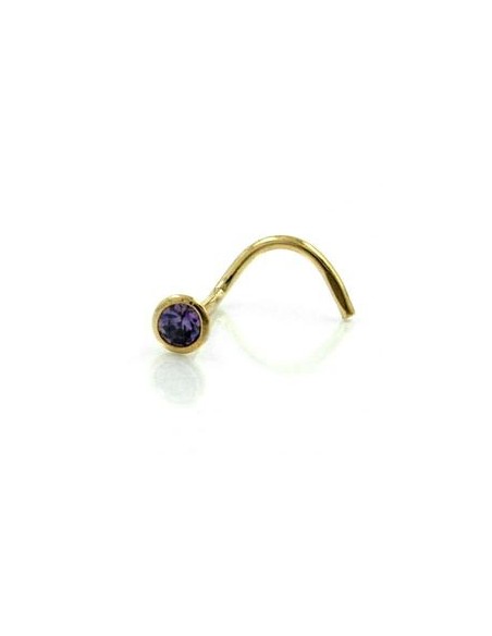nose screw piercing cubic zirconia purple 18k gold