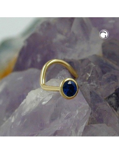 nose screw piercing cubic zirconia sapphire 18k gold