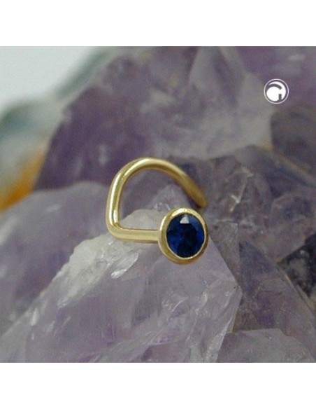 nose screw piercing cubic zirconia sapphire 18k gold