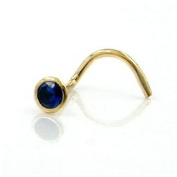 nose screw piercing cubic zirconia sapphire 18k gold