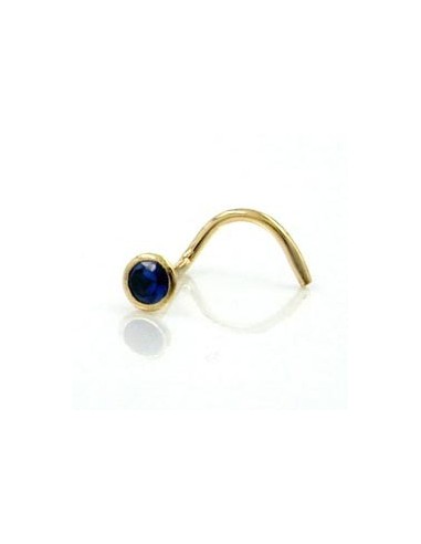 nose screw piercing cubic zirconia sapphire 18k gold