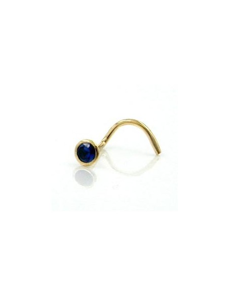 nose screw piercing cubic zirconia sapphire 18k gold