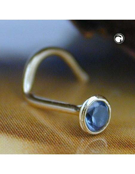 nose screw piercing cubic zirconia aqua 18k gold