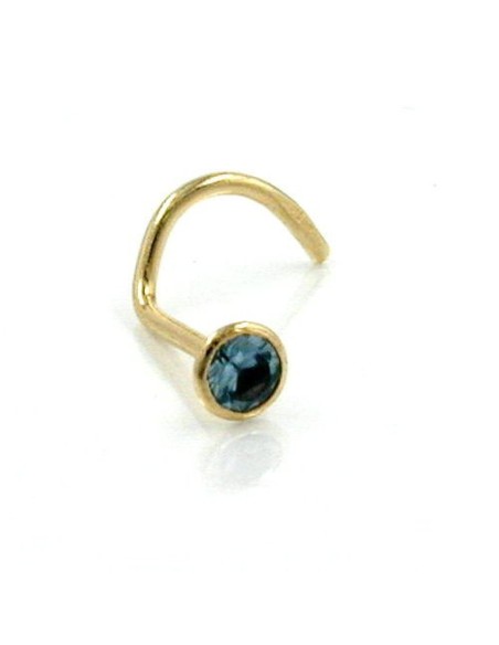 nose screw piercing cubic zirconia aqua 18k gold