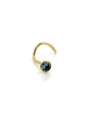 nose screw piercing cubic zirconia aqua 18k gold